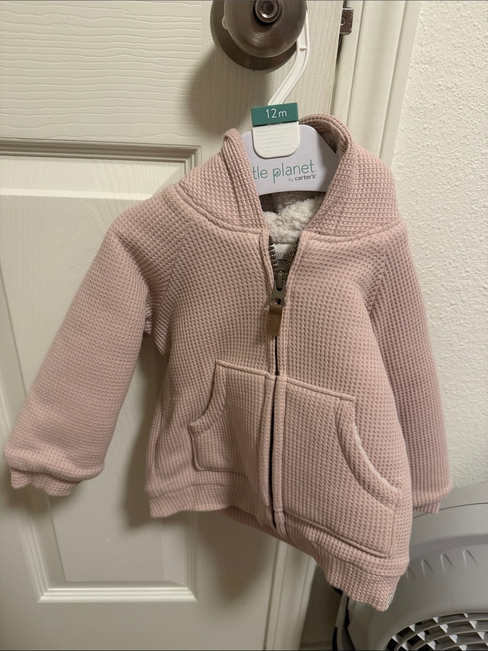 Carter's Little Planet Pink Sherpa-Lined Hoodie Jacket - 12M